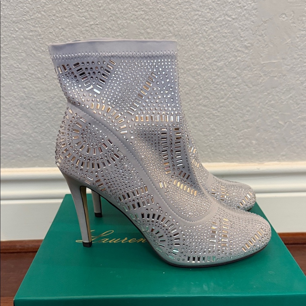 Silver Rhinestone & Gray Booties - Picture 4 of 7